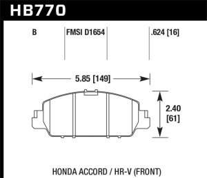 Honda Accord Brake Pads - Front - Hawk Performance - HPS 5.0 - `13-`17